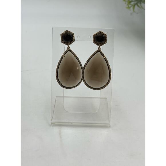 MiJa Signed Vermeil Sterling 925 Brown Faceted Teardrop Dangle Earrings - Picture 2 of 11